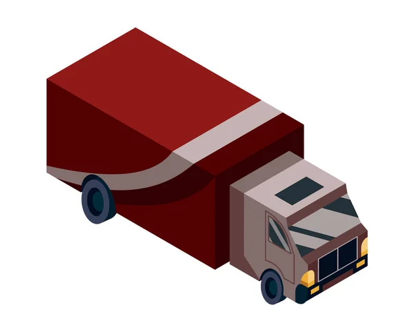 Isometric logistics. Transportation isometric element. Truck loaded. Vehicle designed to carry large numbers of goods — Stock Vector