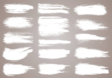 Boya fırçası. Beyaz mürekkep grunge fırça darbeleri. Boya fırçası seti. Grunge tasarım elementleri. Boyalı mürekkep çizgileri