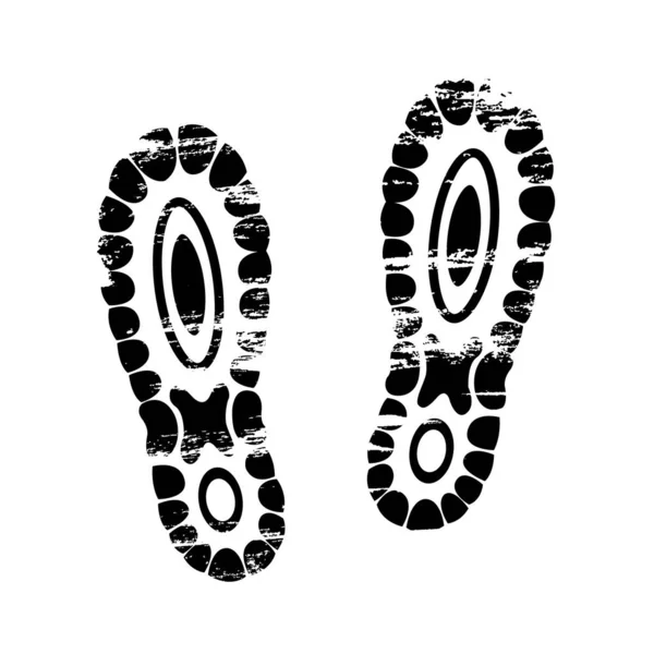 Par fotspår mänskliga skor siluett. Skosulor tryckta. vektor fotsteg ikon, isolerad fotstämpel på vit bakgrund — Stock vektor