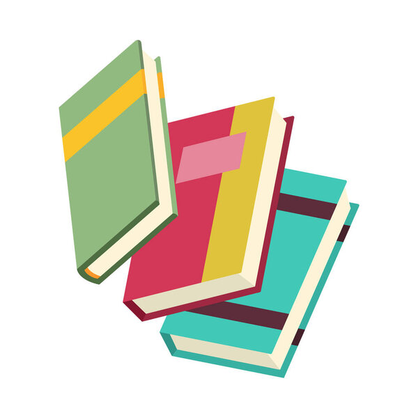 Various books, stack of books, notebooks. Set for book lovers. Read more books. Hand drawn educational vector illustration. Flat design style