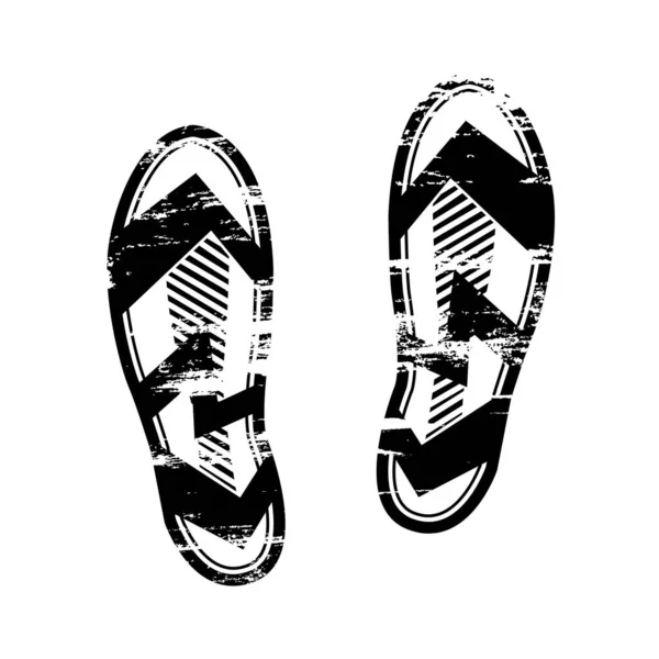Paar Fußabdrücke menschliche Schuhe Silhouette. Schuhsohlen drucken. Vektor-Schrittsymbol, isolierter Stempel auf weißem Hintergrund — Stockvektor