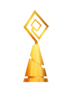 Ödül ya da kupa. Zafer spor ödülleri birinci sırada, altın kupa illüstrasyonunu kazandı. En iyi yarışma başarısı. Soyut şekilli ödüller