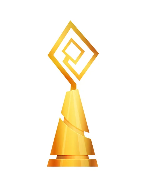 Award or trophy cup. Triumph sport prizes on first place, winner trophy gold cup illustration. Best competition achievement. Awards with abstract shape — Stock Vector