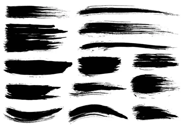 Pincel. Pinceladas grunge de tinta negra. Set de pinceles vectoriales. Elementos de diseño grunge. Rayas de tinta pintadas — Archivo Imágenes Vectoriales