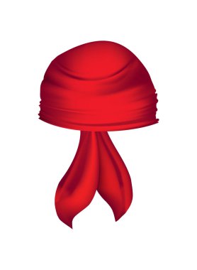 Kafasında kırmızı gerçekçi bandana var. Gençlik modası. Kovboy giysisi kalıbı. Motorcular için saç bandı rüzgar koruması, baş modeli için gangster eşarbı. Batı kıyafetleri