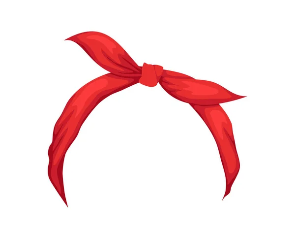 女性のためのレトロなヘッドバンド。髪型のための赤いバンダナ。風の強い髪のドレッシング。装飾的な髪結び目のヴィンテージスカーフのモックアップ — ストックベクタ
