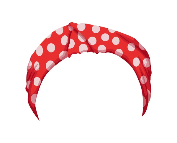 Diadema retro para mujer. Bandana roja para peinado. Peluquería ventosa. Burla de pelo decorativo anudado bufanda vintage — Archivo Imágenes Vectoriales