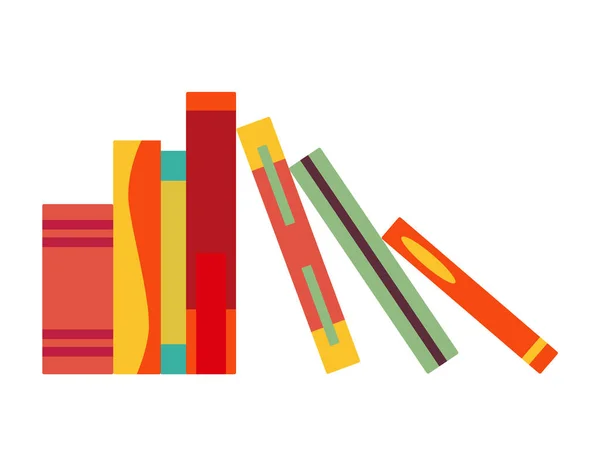 Különböző könyvek, egy halom könyv, jegyzetfüzetek. Könyvimádóknak való. Olvass tovább könyveket. Kézzel rajzolt oktatási vektor illusztráció. Lapos design stílus — Stock Vector
