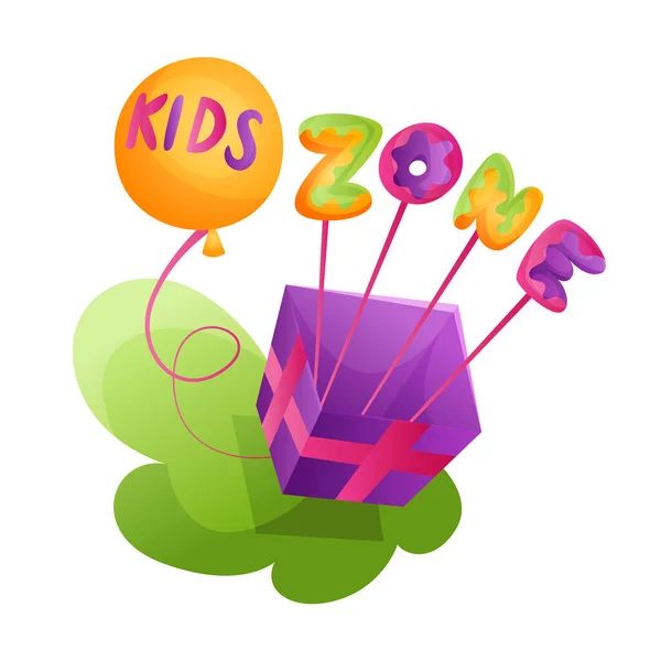 Kids zone. Spielzimmer Banner im Cartoon-Stil für Kinder Spielzone. Kinderspielplatz Spielzimmer oder Spielplatz Plakat. Kinderspielplatz — Stockvektor
