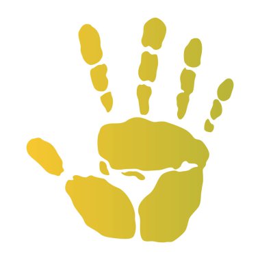 Beyaz arkaplanda izole edilmiş renkli el izi. Renkli çocuk el izi. Yaratıcı el izleri. Mutlu çocukluk tasarımı. Sanatçı çocukların damgası, parlak insan parmakları ve avuç içi vektör illüstrasyonu.