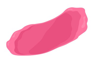 Sakız sıçraması. Çizgi film çiğneme şekeri. Lekeler ve yapışkan esneme şekli. Çocuk sakızı. Vektör illüstrasyonu.