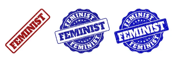 Selos de carimbo riscados FEMINIST —  Vetores de Stock