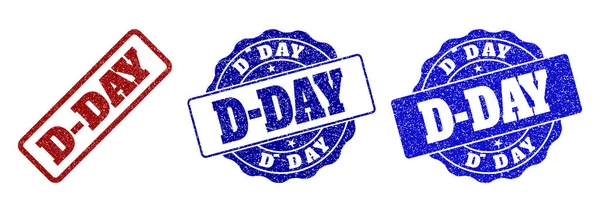 D-DAY Scratched Stamp Seals — Stock Vector