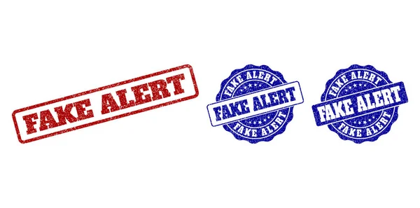 Fake Alert Подряпаний Штамп Червоному Синьому Кольорах Векторні Етикетки Fake — стоковий вектор