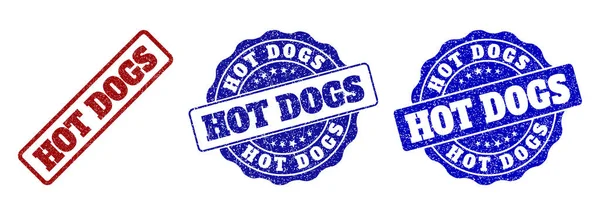 HOT DOGS Sigilli francobolli graffiati — Vettoriale Stock