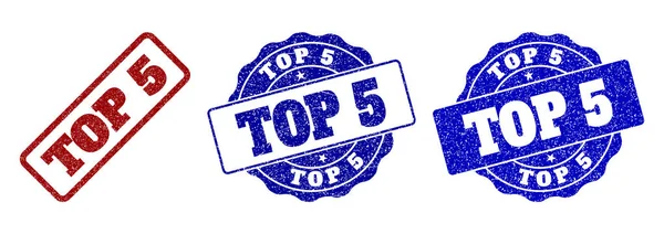 Top 5 Grunge pecsét pecsét — Stock Vector