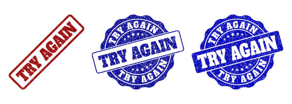 TRY AGAIN Scratched Stamp Seals