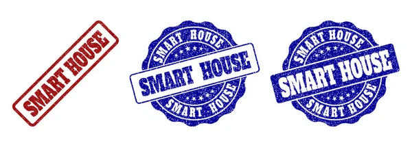 Sellos Sello Grunge Smart House Colores Rojo Azul Vector Smart — Vector de stock