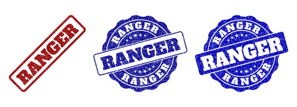 Sellos Sello Grunge Ranger Colores Rojo Azul Superposiciones Vector Ranger — Vector de stock