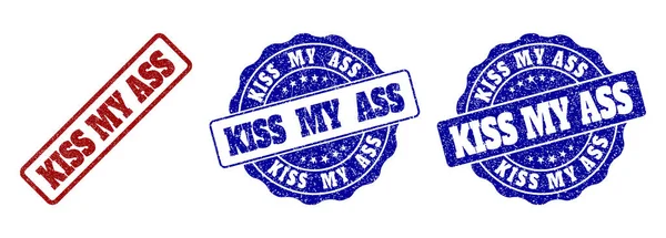 Kiss Ass Grunge Stempelsiegel Roten Und Blauen Farben Vektor Küsst — Stockvektor