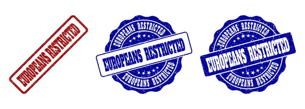 EUROPEANS RESTRICTED Scratched Stamp Seals — Stock Vector