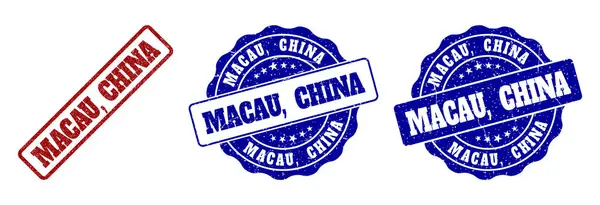 Macau Chine Timbre Grunge Sceaux Couleurs Rouge Bleu Vector Macau — Image vectorielle