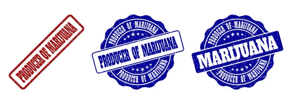Hersteller Von Marihuana Grunge Stempelsiegeln Roten Und Blauen Farben Vektor — Stockvektor