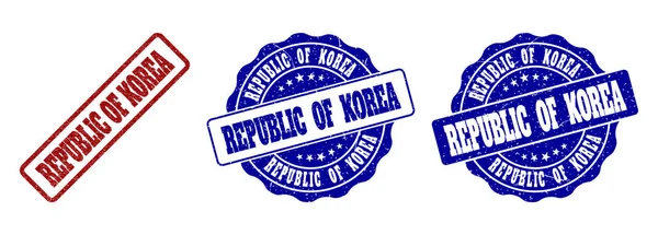 República Corea Sellos Sellos Rayados Colores Rojo Azul Vector República — Vector de stock