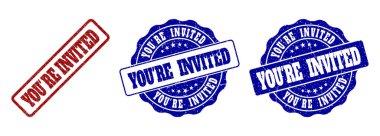 YOURE INVITED Scratched Stamp Seals clipart
