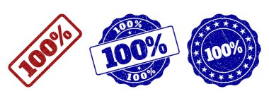 100 yüzdeleri Grunge damga mühürler