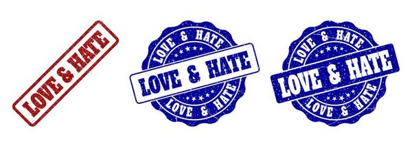 爱情与恨的粗野邮票印章 — 图库矢量图片