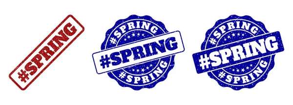 HASHTAG SPRING Scratched Stamp Seals — Stock Vector