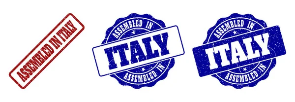 ASSEMBLED IN ITALY Grunge Stamp Seals — Stock Vector