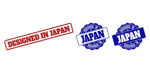 DISEÑADO EN JAPÓN Sellos de sello rayado — Vector de stock