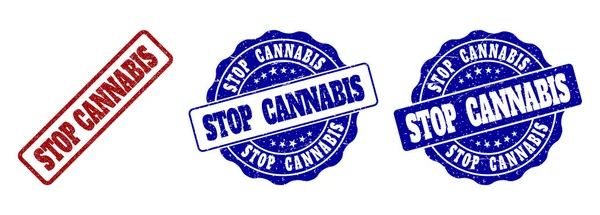 Stop Cannabis zerkratzte Stempelsiegel — Stockvektor