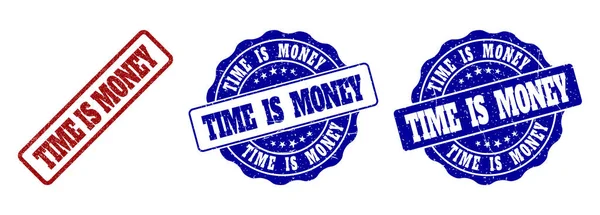 Zeit ist Geld zerkratzte Briefmarken — Stockvektor