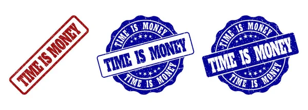 TIME IS MONEY Scratched Stamp Seals — Stock Vector