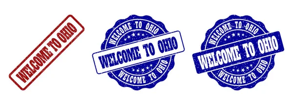 BENVENUTI A OHIO Sigilli per francobolli Grunge — Vettoriale Stock