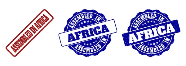 ASSEMBIDO EM ÁFRICA Selos de carimbo riscados — Vetor de Stock