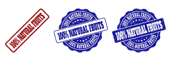 100 procentach naturalne owoce Grunge pieczęć uszczelnienia — Wektor stockowy