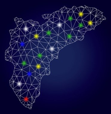 Renkli Parlak Benekli Kablo Çerçeve Ağı Vektörü Alicante Eyaleti Haritası