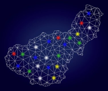 Renkli Parlama Noktalar ile 2d Örgü Vektör Granada İl Haritası