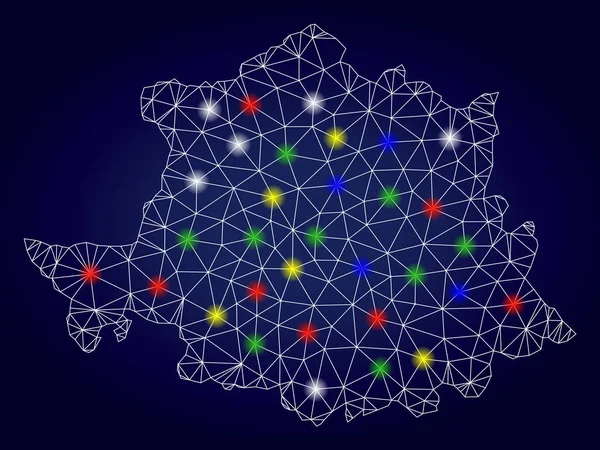 Carcasa Vector poligonal Cáceres Mapa de la provincia con puntos de luz brillante — Vector de stock