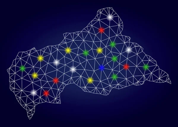 2D сітка Вектор Центральноафриканська Республіка Карта з яскравими плямами світла — стоковий вектор