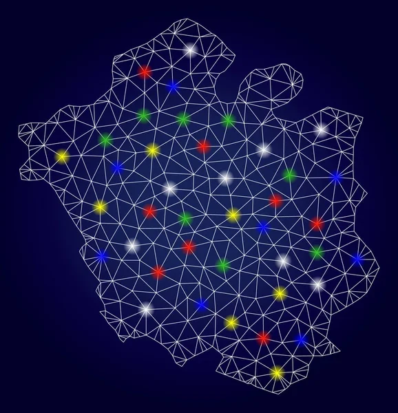 Rete Mesh Vector Chandigarh Mappa della città con colorati punti luminosi — Vettoriale Stock