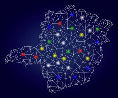 Renkli Parlak Benekli Kablo Ağı Vektör Minas Gerais Durum Haritası