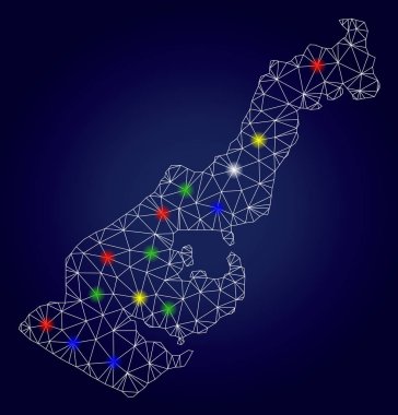 Parlak Parlayan Noktalar ile Karkas Çokgen Vektör Monako Haritası