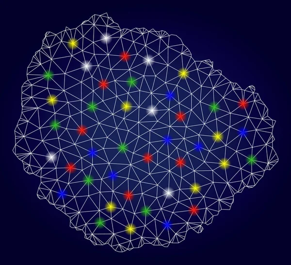 Vektor mřížek na mrtvoly La Gomera Mapa ostrova s barevnými zářící skvrnami — Stockový vektor