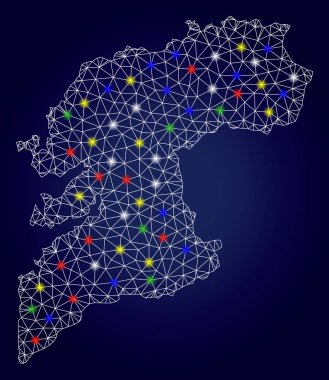 Renkli Parlak Benekli Kablo Çerçeve Vektörü Pontevedra Eyaleti Haritası