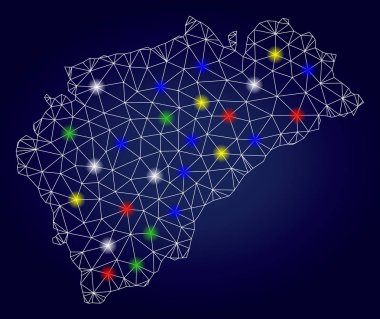 Renkli Kızdırma Spotları ile 2d Poligonal Vektör Segovia İl Haritası